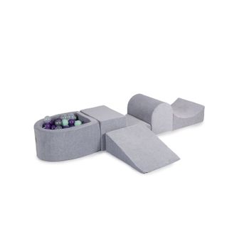 Meowbaby Parque Infantil De Espuma Con Piscina De Bolas, Terciopelo, Gris Claro : Morado/menta/plata/transparente 100 Bolas