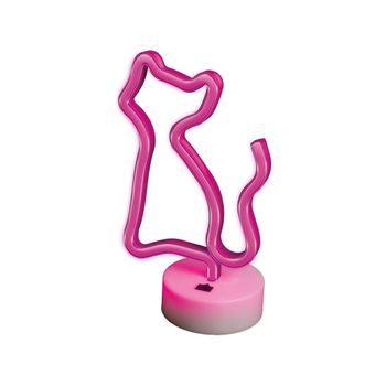 Forever Neon Led On A Stand Cat Pink