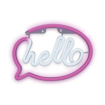 Forever Neon Led Light Hello Pink White Bat+usb Flne15