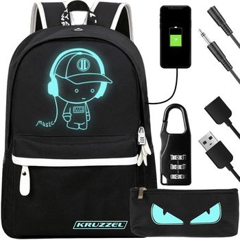 Mochila Reflectante Con Estuche, Candado, Cable Jack 3,5mm ,cable Usb Y Salida De Auriculares