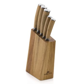 Juego De Cuchillos Gerlach, Acero Inoxidable, Bloque De Roble, Natur