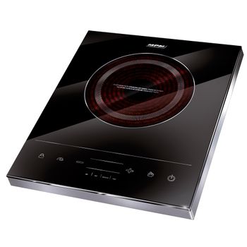 Placa Vitrocerámica Inducción Portátil, 10 Niveles Potencia, Temporizador, Programable, Control Táctil Negro 1800w Mpm Mke-06