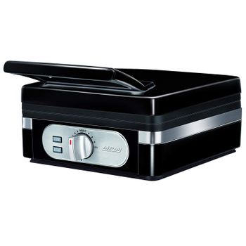 Gofrera Eléctrica Profesional, 2 Gofres Belgas Gruesos, Antiadherente, Regulador Temperatura, Acero Inox. Negro 1400w Mpm Mgo-24