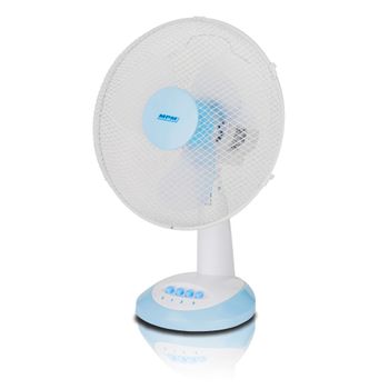 Ventilador Portátil Sobremesa Oscilante 34 Cm, 3 Velocidades, Función Bloqueo Oscilación Blanco 40 W Mpm Mwp-16