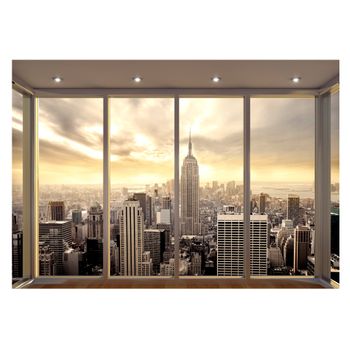 Papel Pintado 3d -  Ma?ana En Medio De Los Rascacielos (100x70 Cm)
