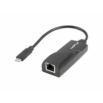 Adaptador Usb C A Red Rj45 Lanberg Nc-1000-02 Negro 0,15 M