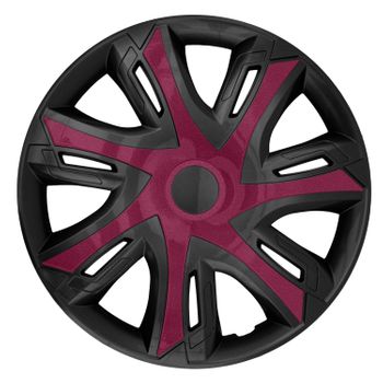 Set De 4 Tapacubos Nrm N-power Para Llantas De Acero De 14” Color Rojo Vino/negro