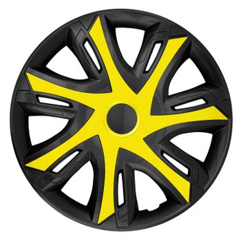 Set De 4 Tapacubos Nrm N-power Para Llantas De Acero De 14” Color Amarillo/negro