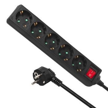 Regleta Con Interruptor Multi Sockets Plug Strip Protección Infantil Schuko 3500w Longitud 1.4m