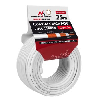 Cable Coaxial Antena TV 75 Ohms (5.0m/Blanco) - Cablematic