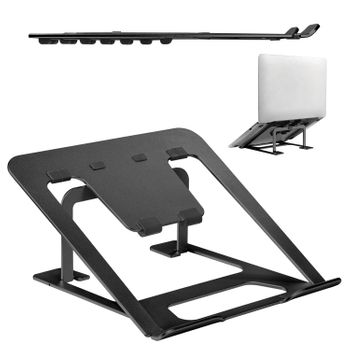 Ergo Office Er-416 B Soporte Plegable De Aluminio Para Portátiles Ergooffice.eu, Negro, Apto Para Portátiles De 11-15'', Er-416 B