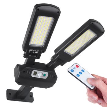 Maclean Mce447 Lámpara Led Solar Con Sensor De Movimiento Y Mando A Distancia Ip54, 5w, 2x450lm, 6500k, Li-ion 2400 Mah,