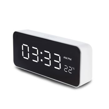 Green Blue Gb397 Reloj Despertador Digital Con Termómetro, 2 Alarmas/función Snooze, Función De Cuenta Regresiva, Reloj Digital Con Pantalla De Temperatura, Alimentado Por Usb Mediante Puerto Usb, Blanco