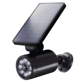 Maclean Cámara Solar Simulada Con Sensor De Movimiento Y Luz Led, Cámara De Vigilancia Ip Simulada Con Lente, Ip44, Uso En Exteriores, 220lm, 6500 K, Energía Solar, Led Rojo Intermitente | 11,7 X 9,1 X 17,0 Cm