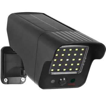 Maclean Cámara De Vigilancia Con Detector De Movimiento Y Luz Led | Cámara De Vigilancia Ip Solar Con Lente | Ip65 - Uso En Exteriores | 216/149lm, 6500k | Led Rojo Intermitente Con Energía Solar | 27,5 X 9 X 13,7 Cm