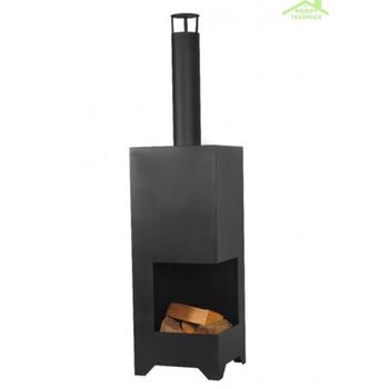 Chimenea Exterior De Acero Negro Dallas 115x40x40 Cm