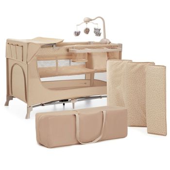 Cuna De Viaje 3 En 1 Joy 2 Con Accesorios Beige De Kinderkraft