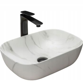 Lavabo Sobre Encimera Rea Belinda Marble Marmur Mat