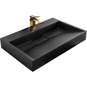 Lavabo Sobre Encimera  De Conglomerado Rea Goya 70 Black