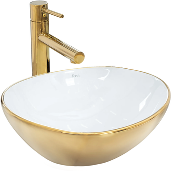 Lavabo Sobre Encimera Rea Sofia Mini Gold / White Shiny