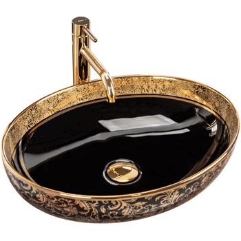 Lavabo Sobre Encimera Rea Margot Oro/negro