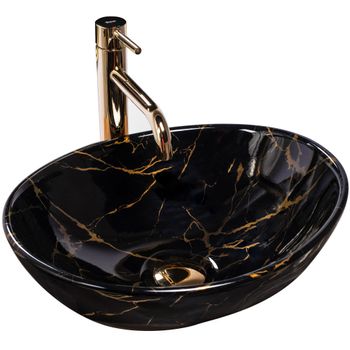 Lavabo Sobre Encimera Rea Sofia Black Marble