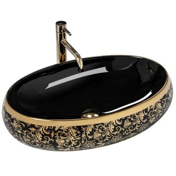 Lavabo Sobre Encimera Rea Meryl Black / Gold