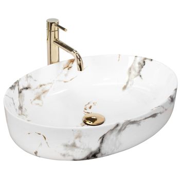 Lavabo Sobre Encimera Rea Queen Carrara Shiny