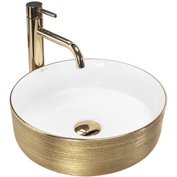 Lavabo Sobre Encimera Rea Sami White Brush Gold