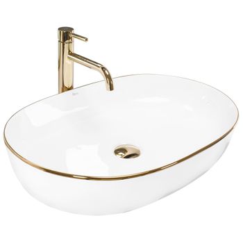 Lavabo Sobre Encimera Rea Cleo White Gold Edge