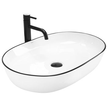 Lavabo Sobre Encimera Rea Cleo White Black Edge