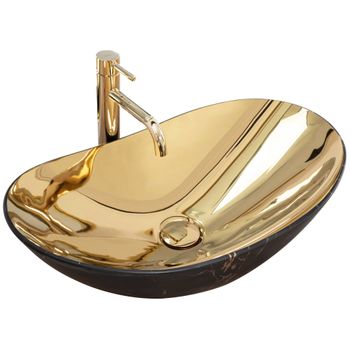 Lavabo Sobre Encimera Rea Royal In Gold Marble Black Mat