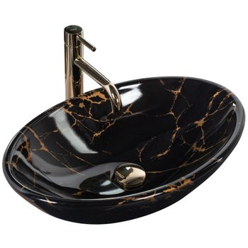 Lavabo Sobre Encimera Pamela Black Marble Shiny