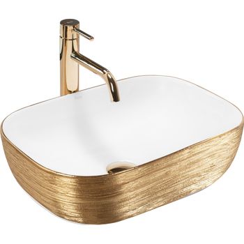 Lavabo Sobre Encimera Rea Belinda White Gold Brush