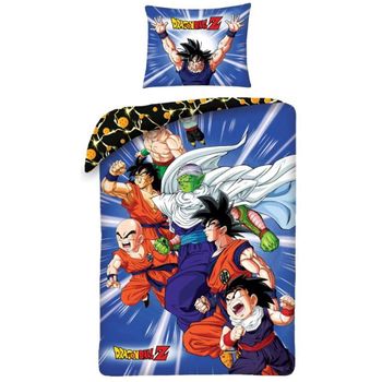 Halantex – Db110-3bl – Juego De Cama Individual Dragonball Z Protagonistas Pequeño Goku Funda Nórdica Y Almohada – 100% Algodón – 140 X 200 Cm Y Funda De Almohada 70 X 90 Cm