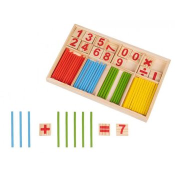 Juego De Matemáticas Montessori Con Palillos, Números Y Signos Matemáticos