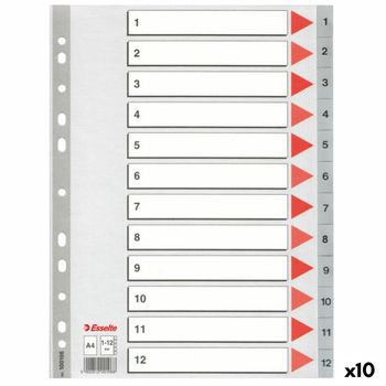 Separadores Esselte Numerado Gris A4 12 Hojas (10 Unidades)