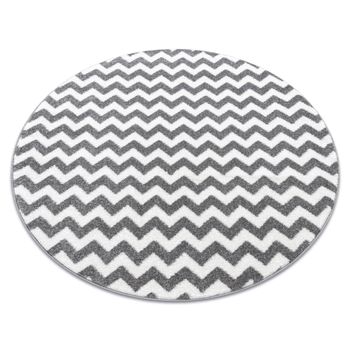 Alfombra Sketch Círculo - F561 Gris/blanco - Zigzag Circulo 140 Cm