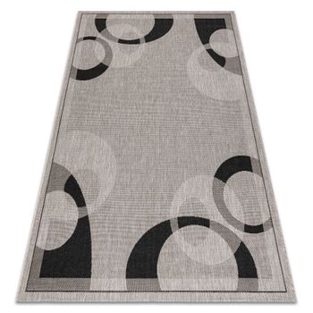 Alfombra De Cuerda Sisal Floorlux 20078 Plateado  /negro 140x200 Cm