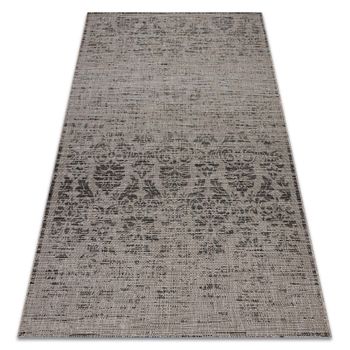 Alfombra De Cuerda Sisal Floorlux 20211 Plateado  /negro 140x200 Cm