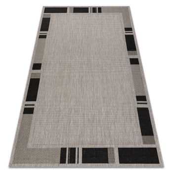 Alfombra De Cuerda Sisal Floorlux 20195 Plateado  /negro 160x230 Cm