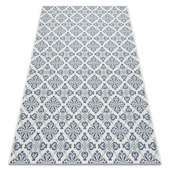 Alfombra De Cuerda Sisal Color 19246/969 Flores Blanco 80x150 Cm