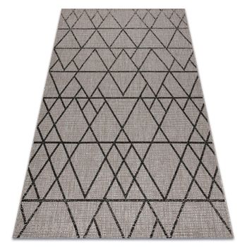 Alfombra De Cuerda Sisal Floorlux 20508 Plateado/negro Triángulos 240x330 Cm
