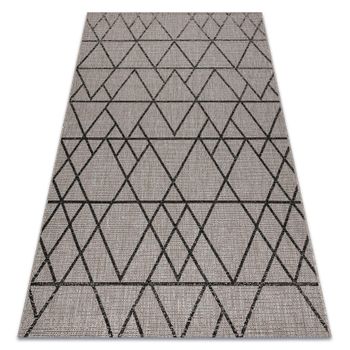 Alfombra De Cuerda Sisal Floorlux 20508 Plateado/negro Triángulos 80x150 Cm