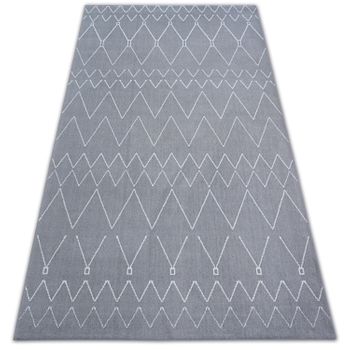 Alfombra Sense Micro 81249 Zigzag Etno Plateado/blanco 80x150 Cm