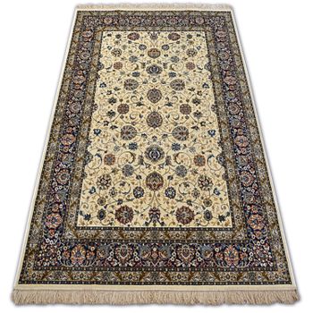 Alfombra De Jacquard Windsor 22933 Recuadro Flores Marfil 120x170 Cm