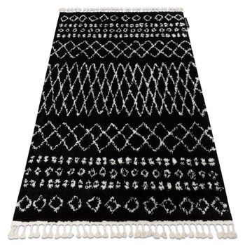 Alfombra Berber Ethnic G3802 Negro/blanco Franjas Bereber Marroquí Sh 200x290 Cm