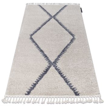 Alfombra Berber Meknes B5910 Crema/gris Franjas Bereber Marroquí Shag 180x270 Cm