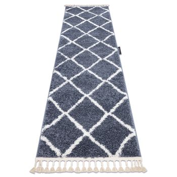 Alfombra, Alfombra De Pasillo Berber Cross Gris – Para La Cocina, En 60x250 Cm