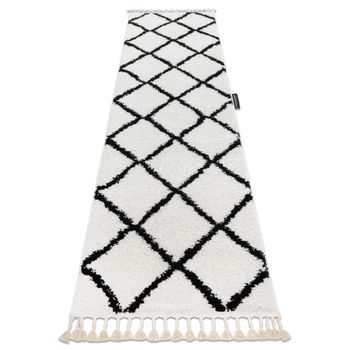 Alfombra, Alfombra De Pasillo Berber Cross Blanco – Para La Cocina,  60x300 Cm